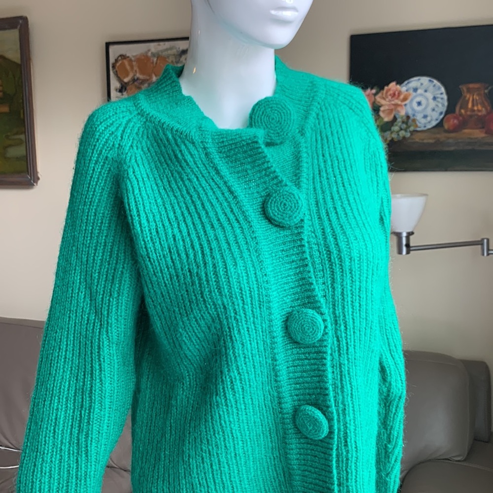 KELLY GREEN CARDIGAN CROPPED OVERSIZED